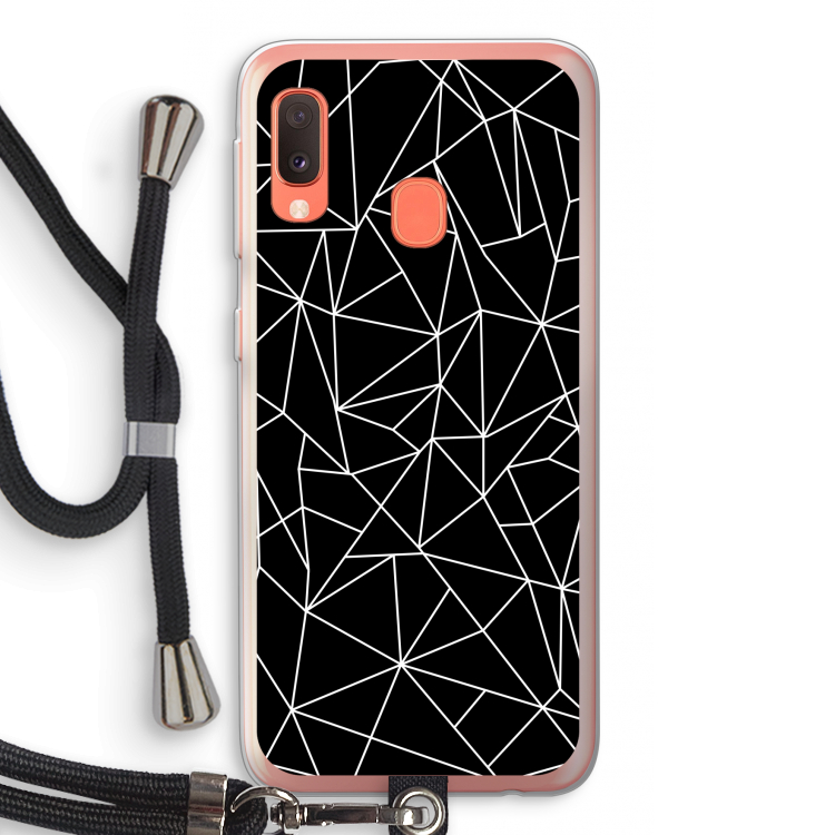 Geometrische lijnen wit: Samsung Galaxy A20e Transparant Hoesje met koord