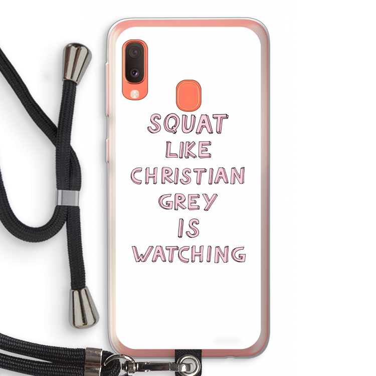 Christian Grey: Samsung Galaxy A20e Transparant Hoesje met koord