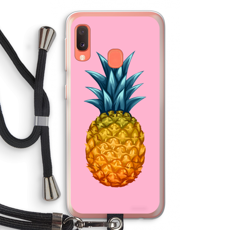 Grote ananas: Samsung Galaxy A20e Transparant Hoesje met koord