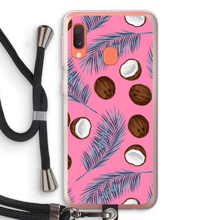Kokosnoot roze: Samsung Galaxy A20e Transparant Hoesje met koord