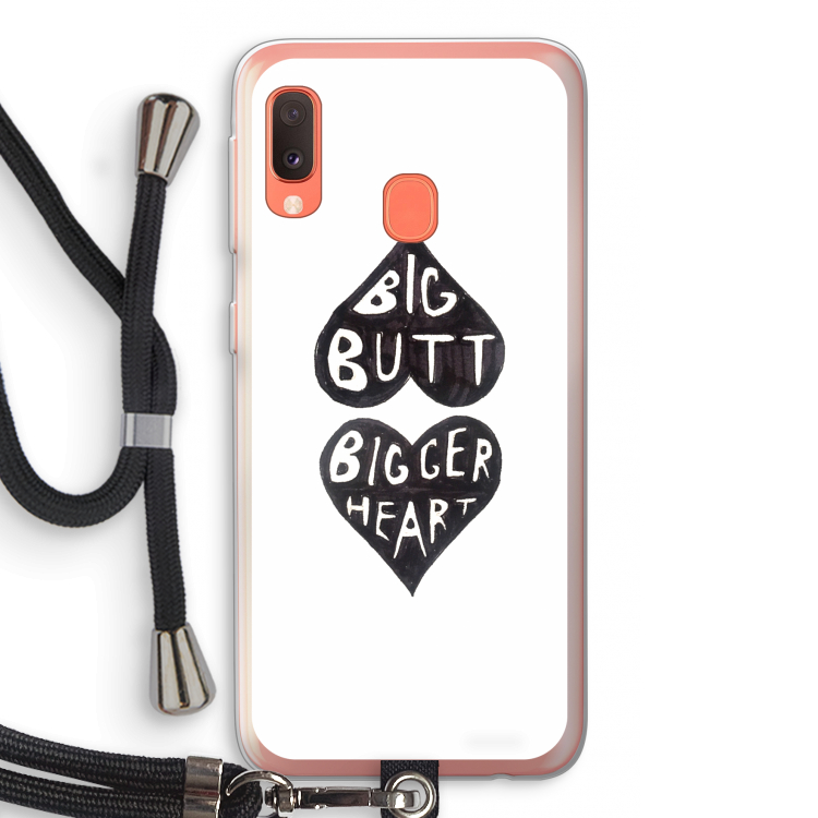 Big butt bigger heart: Samsung Galaxy A20e Transparant Hoesje met koord