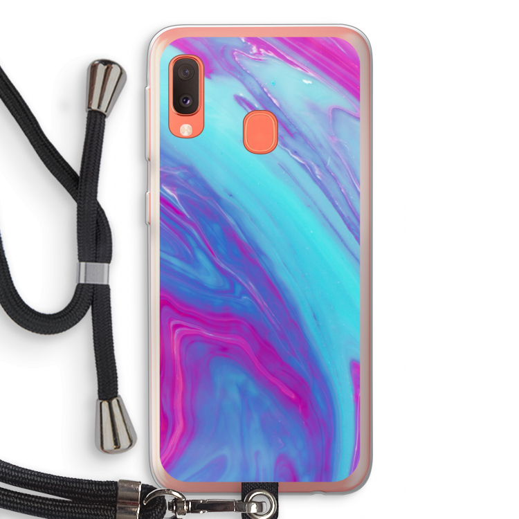 Zweverige regenboog: Samsung Galaxy A20e Transparant Hoesje met koord