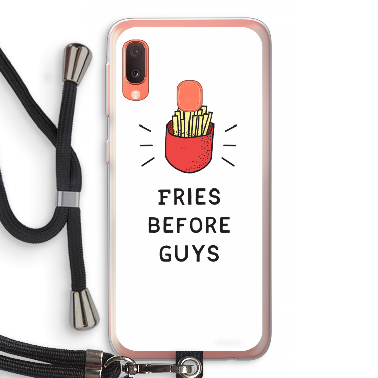 Fries before guys: Samsung Galaxy A20e Transparant Hoesje met koord