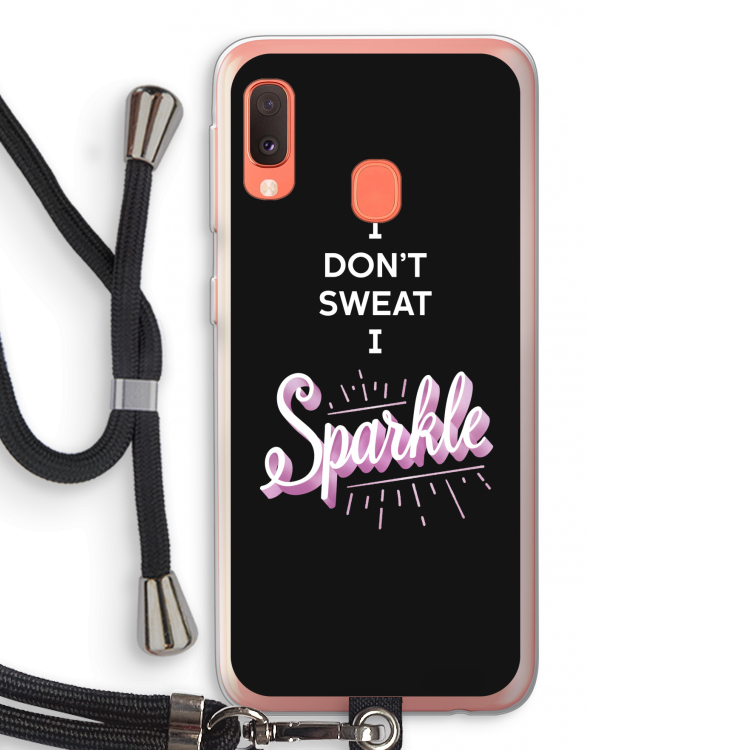 Sparkle quote: Samsung Galaxy A20e Transparant Hoesje met koord