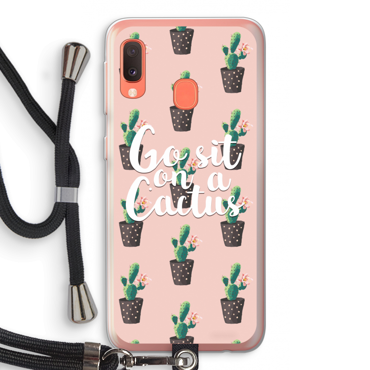 Cactus quote: Samsung Galaxy A20e Transparant Hoesje met koord
