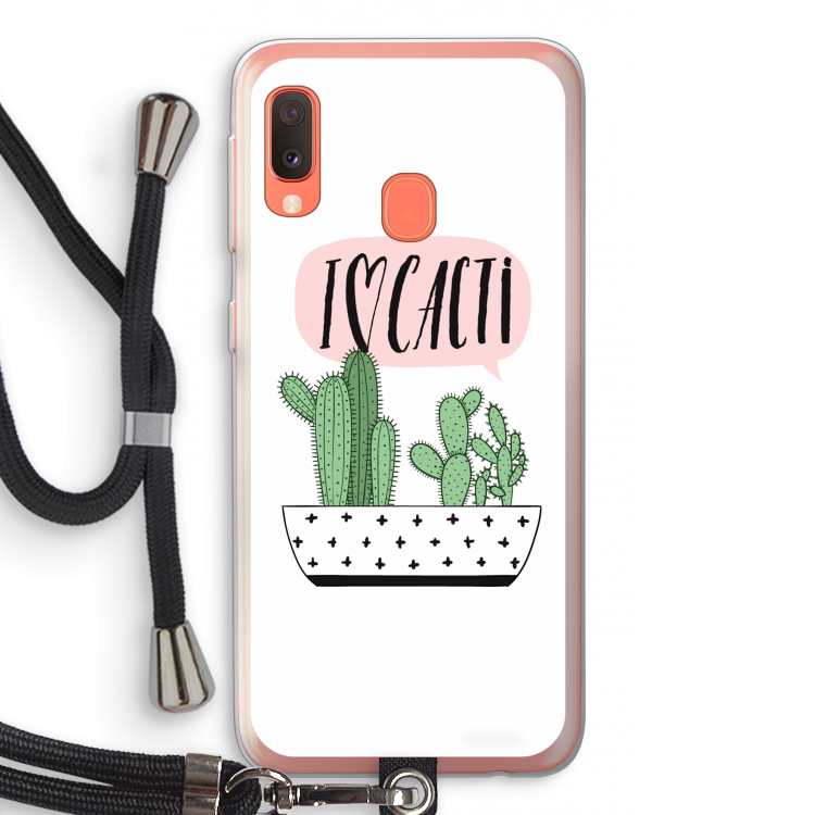 I love cacti: Samsung Galaxy A20e Transparant Hoesje met koord
