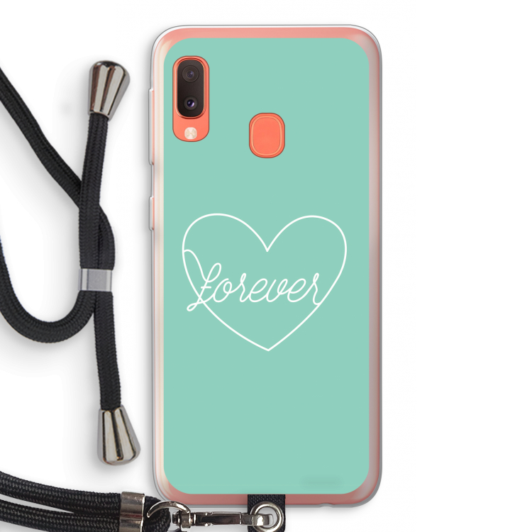 Forever heart pastel: Samsung Galaxy A20e Transparant Hoesje met koord