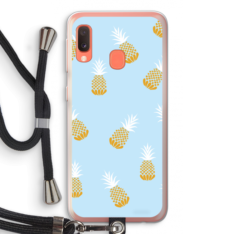 Ananasjes: Samsung Galaxy A20e Transparant Hoesje met koord