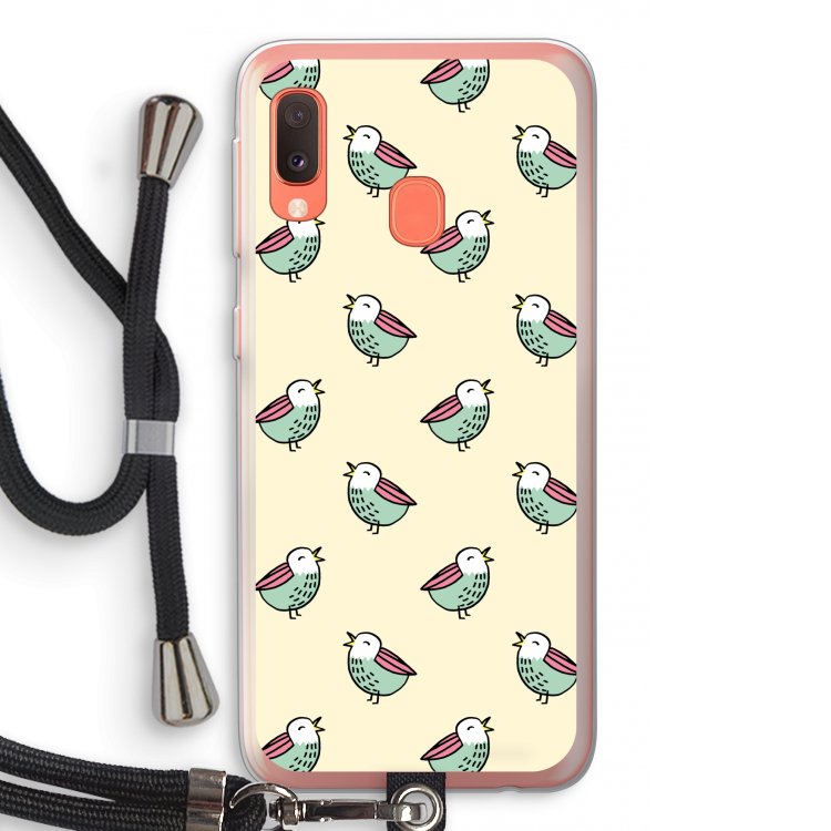 Vogeltjes: Samsung Galaxy A20e Transparant Hoesje met koord