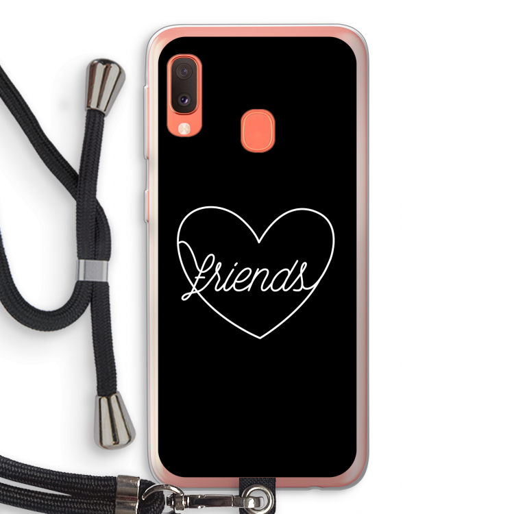 Friends heart black: Samsung Galaxy A20e Transparant Hoesje met koord
