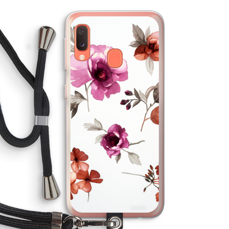 Geschilderde bloemen: Samsung Galaxy A20e Transparant Hoesje met koord