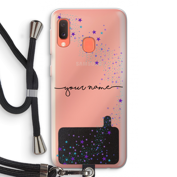 Sterren: Samsung Galaxy A20e Transparant Hoesje met koord