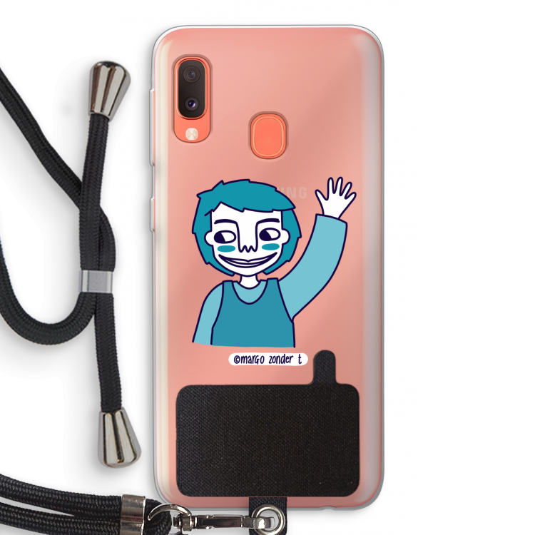 Zwaai: Samsung Galaxy A20e Transparant Hoesje met koord