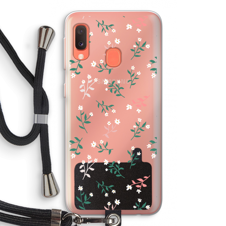 Small white flowers: Samsung Galaxy A20e Transparant Hoesje met koord