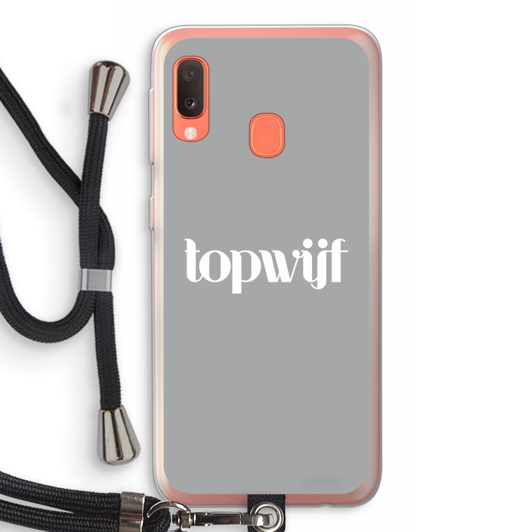 Topwijf Grijs Wit: Samsung Galaxy A20e Transparant Hoesje met koord
