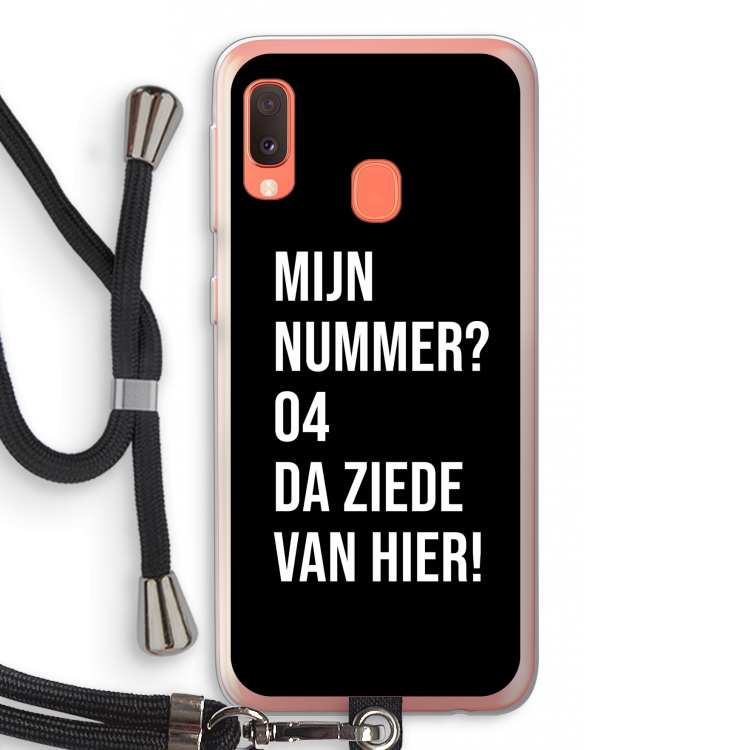 Da ziede van hier - Zwart: Samsung Galaxy A20e Transparant Hoesje met koord