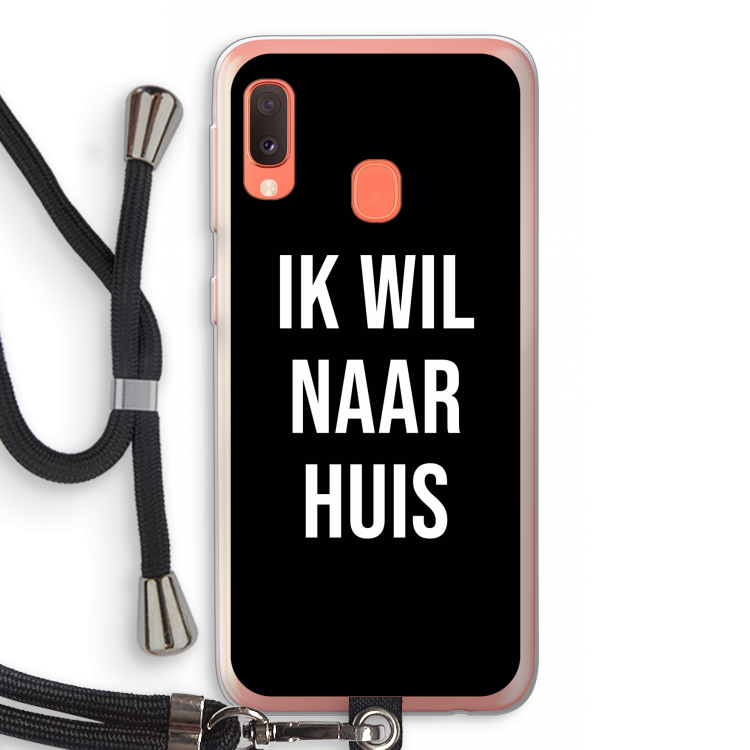 Ik wil naar huis - Zwart: Samsung Galaxy A20e Transparant Hoesje met koord
