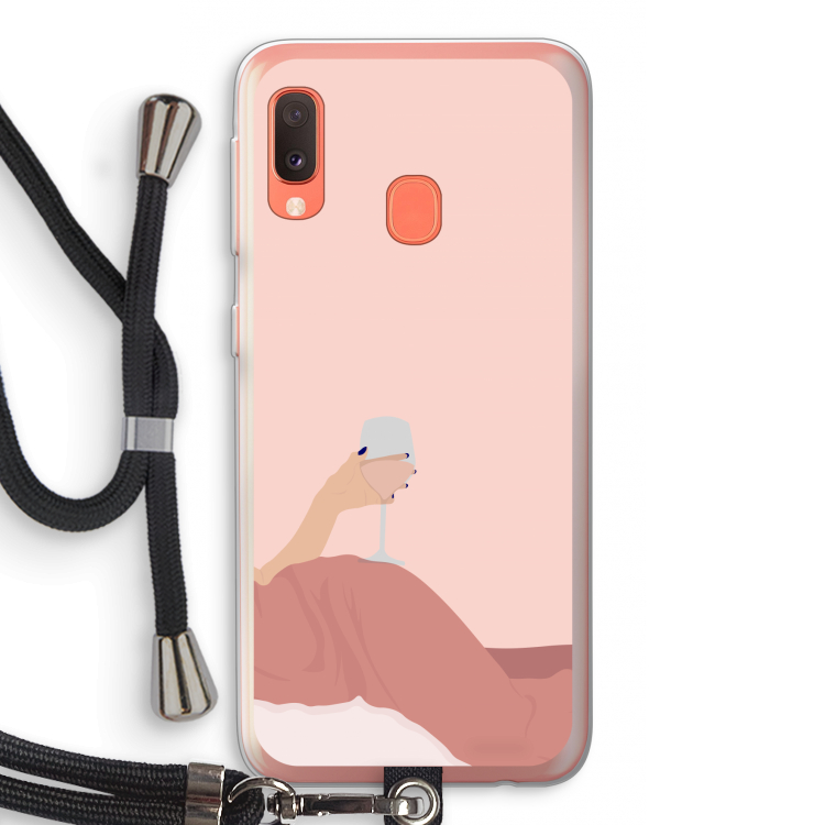 Wine: Samsung Galaxy A20e Transparant Hoesje met koord