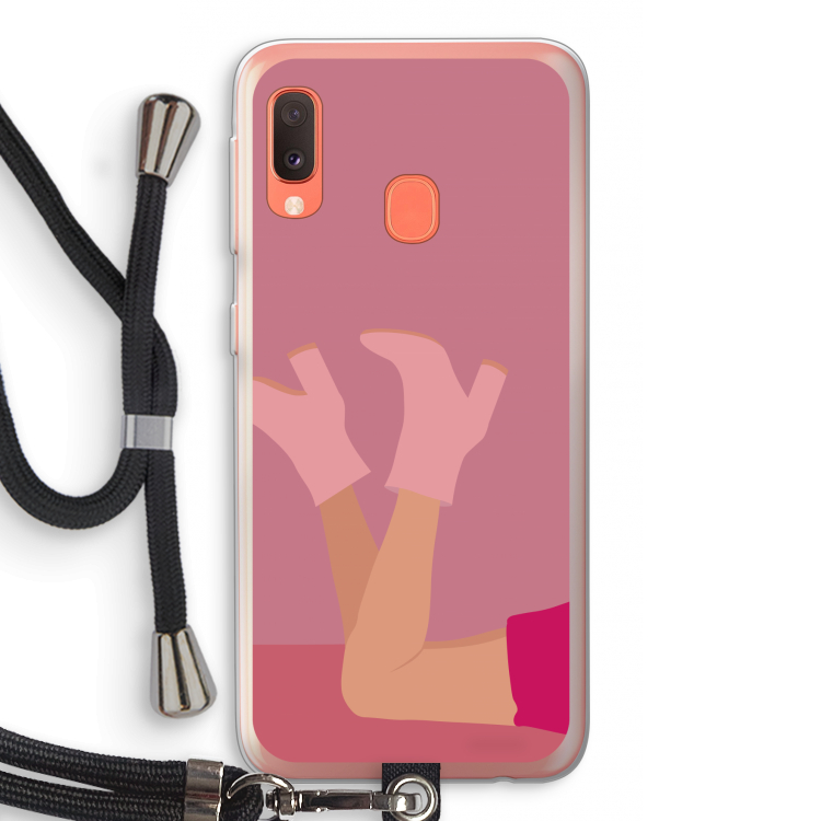 Pink boots: Samsung Galaxy A20e Transparant Hoesje met koord