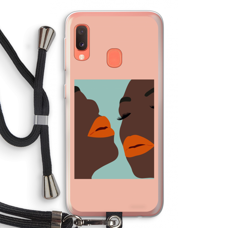 Orange lips: Samsung Galaxy A20e Transparant Hoesje met koord