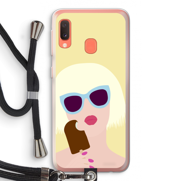Ice cream: Samsung Galaxy A20e Transparant Hoesje met koord