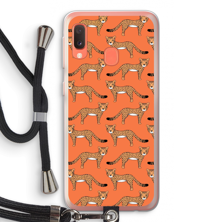 Cheetah: Samsung Galaxy A20e Transparant Hoesje met koord