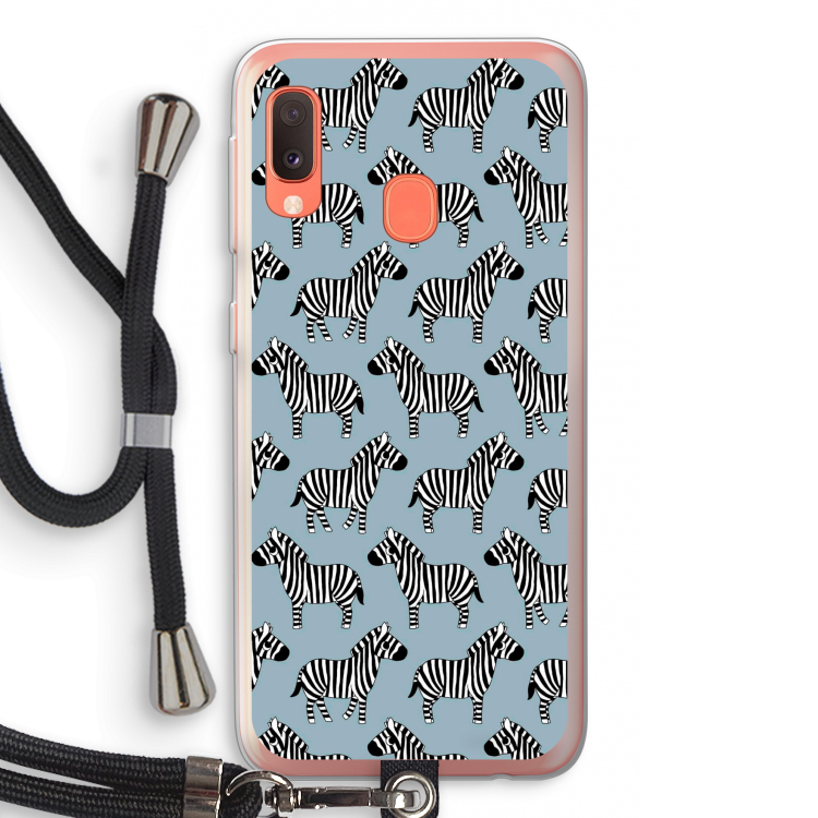 Zebra: Samsung Galaxy A20e Transparant Hoesje met koord