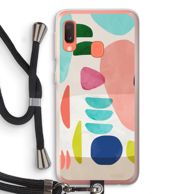 Bold Rounded Shapes: Samsung Galaxy A20e Transparant Hoesje met koord
