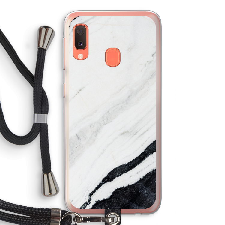 Elegante marmer: Samsung Galaxy A20e Transparant Hoesje met koord