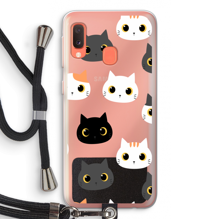 Katten: Samsung Galaxy A20e Transparant Hoesje met koord