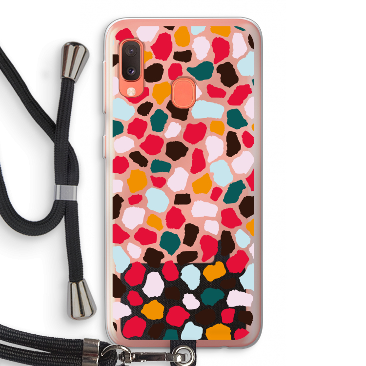 Colored Giraffe: Samsung Galaxy A20e Transparant Hoesje met koord
