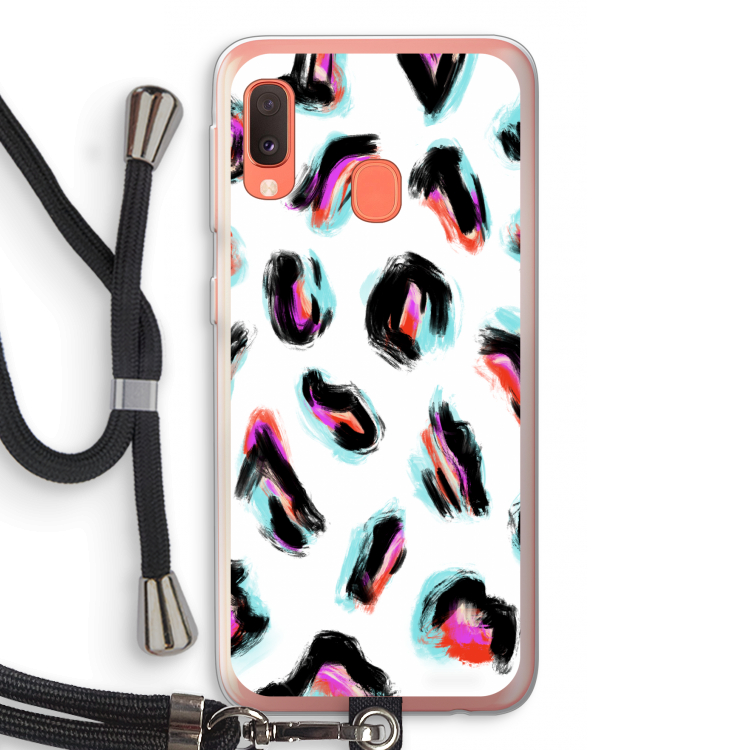Cheetah color: Samsung Galaxy A20e Transparant Hoesje met koord