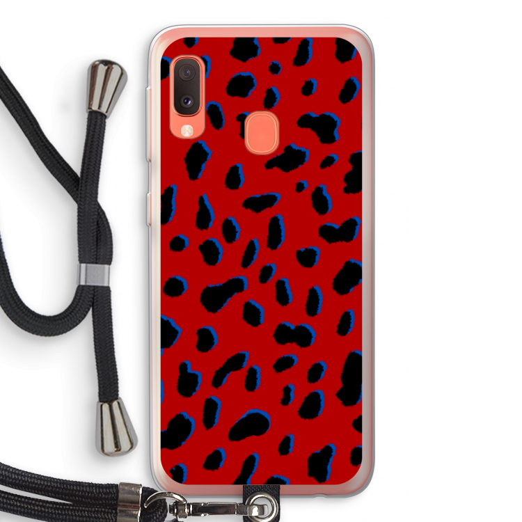 Red Leopard: Samsung Galaxy A20e Transparant Hoesje met koord