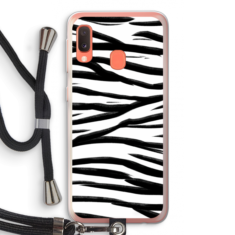 Zebra pattern: Samsung Galaxy A20e Transparant Hoesje met koord
