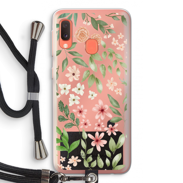 Botanical sweet flower heaven: Samsung Galaxy A20e Transparant Hoesje met koord