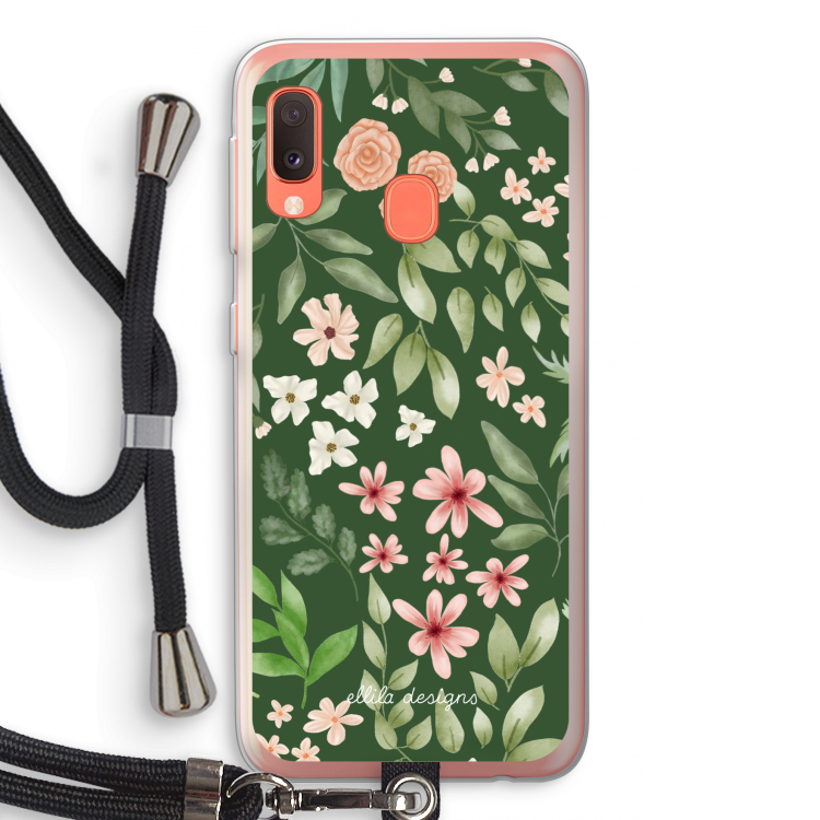 Botanical green sweet flower heaven: Samsung Galaxy A20e Transparant Hoesje met koord