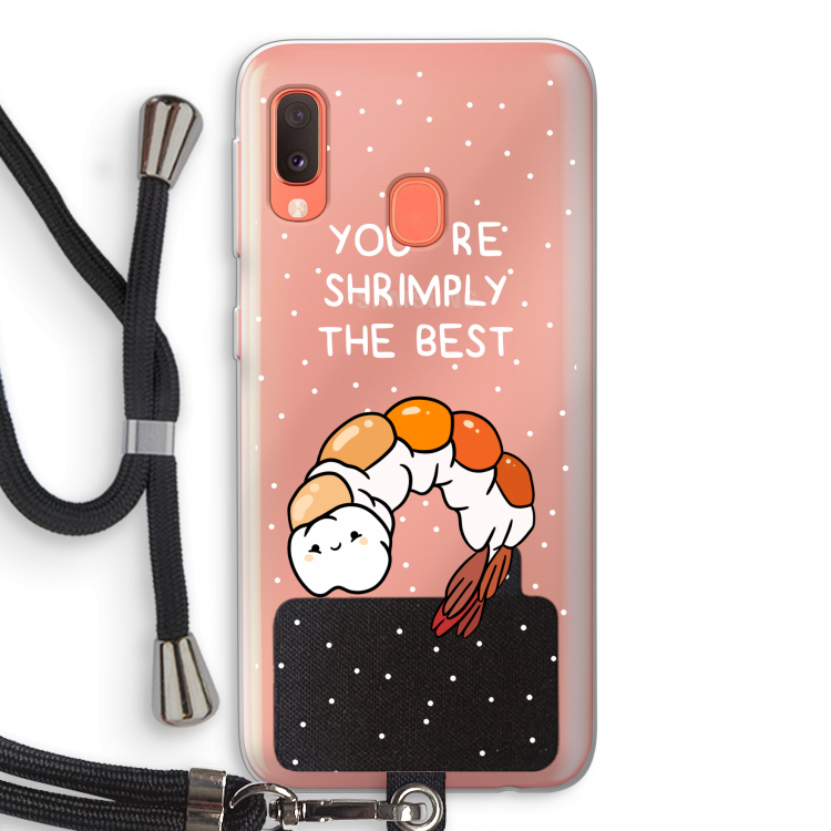 You're Shrimply The Best: Samsung Galaxy A20e Transparant Hoesje met koord