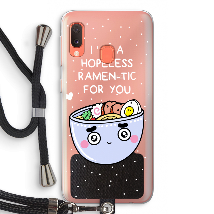 I'm A Hopeless Ramen-Tic For You: Samsung Galaxy A20e Transparant Hoesje met koord