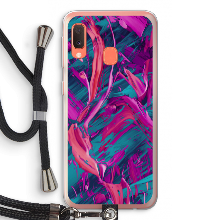 Pink Clouds: Samsung Galaxy A20e Transparant Hoesje met koord