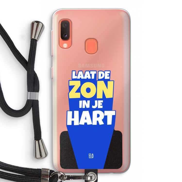 Laat de zon in je hart: Samsung Galaxy A20e Transparant Hoesje met koord