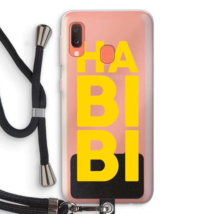 Habibi Blue: Samsung Galaxy A20e Transparant Hoesje met koord