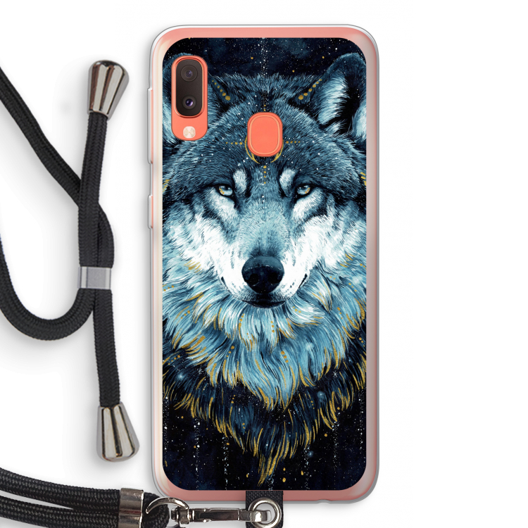 Darkness Wolf: Samsung Galaxy A20e Transparant Hoesje met koord