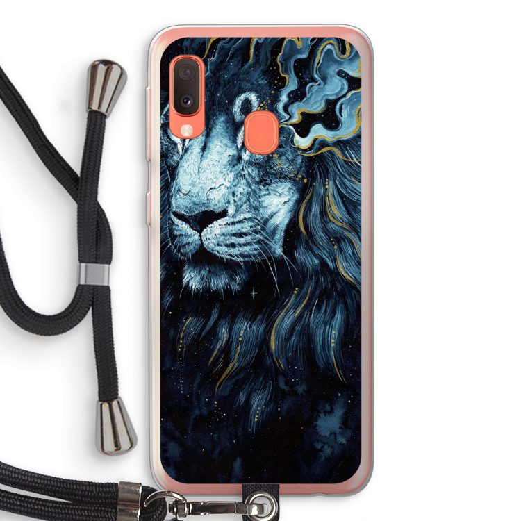 Darkness Lion: Samsung Galaxy A20e Transparant Hoesje met koord