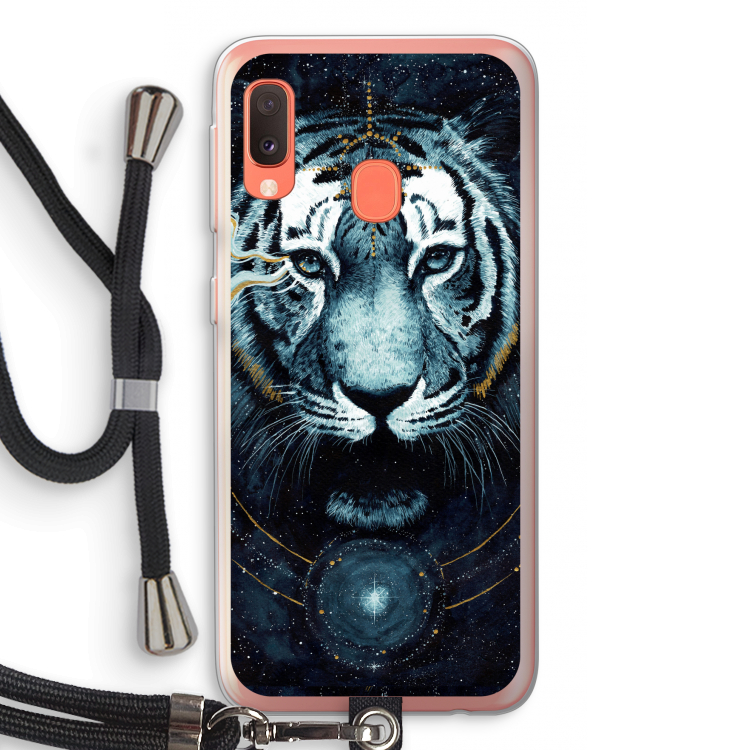 Darkness Tiger: Samsung Galaxy A20e Transparant Hoesje met koord
