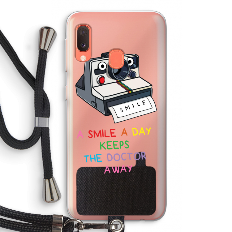 Smile: Samsung Galaxy A20e Transparant Hoesje met koord