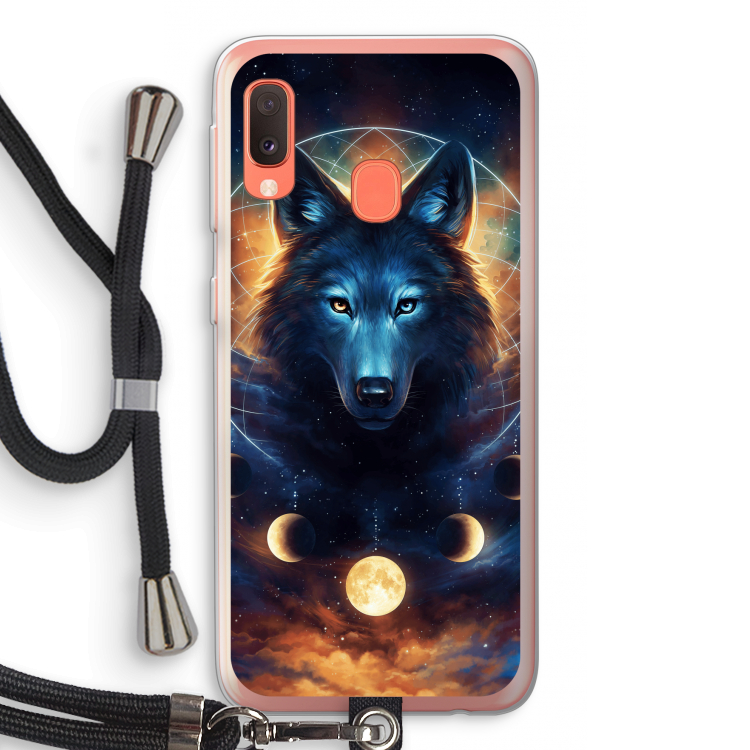 Wolf Dreamcatcher: Samsung Galaxy A20e Transparant Hoesje met koord