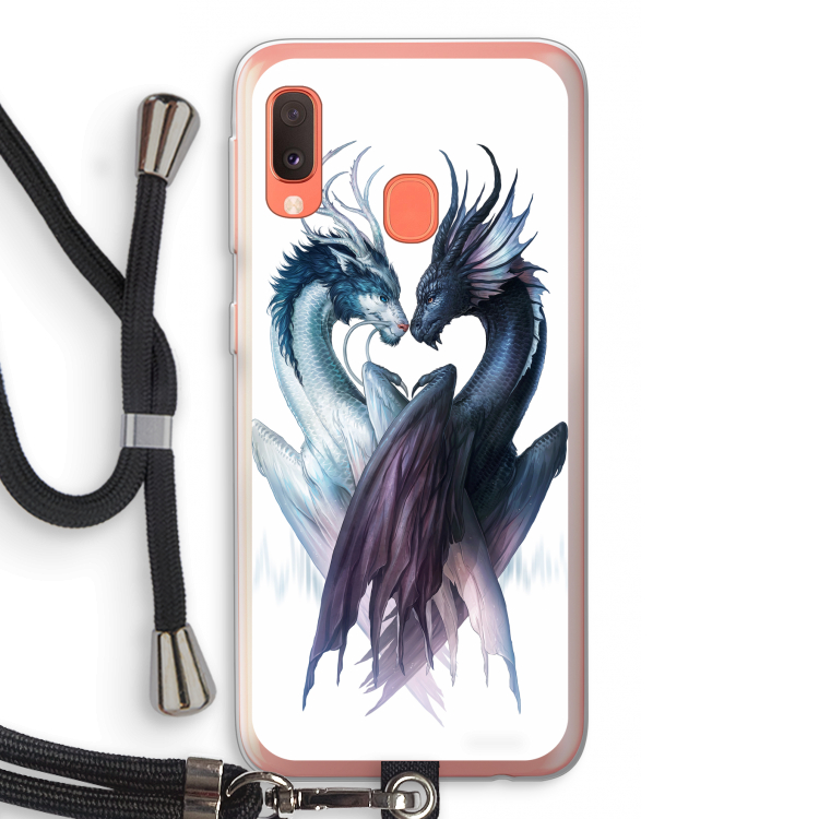 Yin Yang Dragons: Samsung Galaxy A20e Transparant Hoesje met koord
