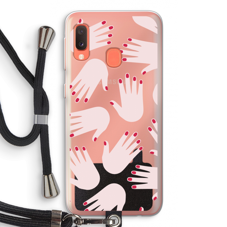 Hands pink: Samsung Galaxy A20e Transparant Hoesje met koord