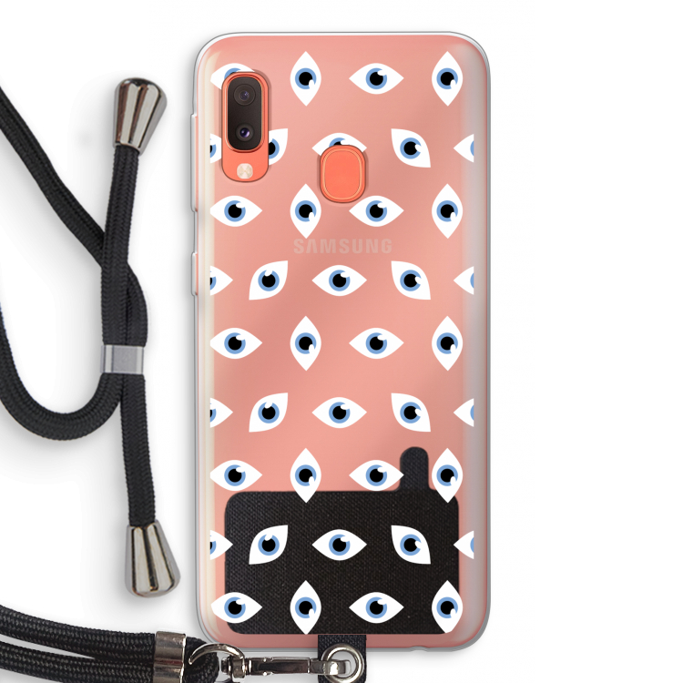 Eyes pattern: Samsung Galaxy A20e Transparant Hoesje met koord