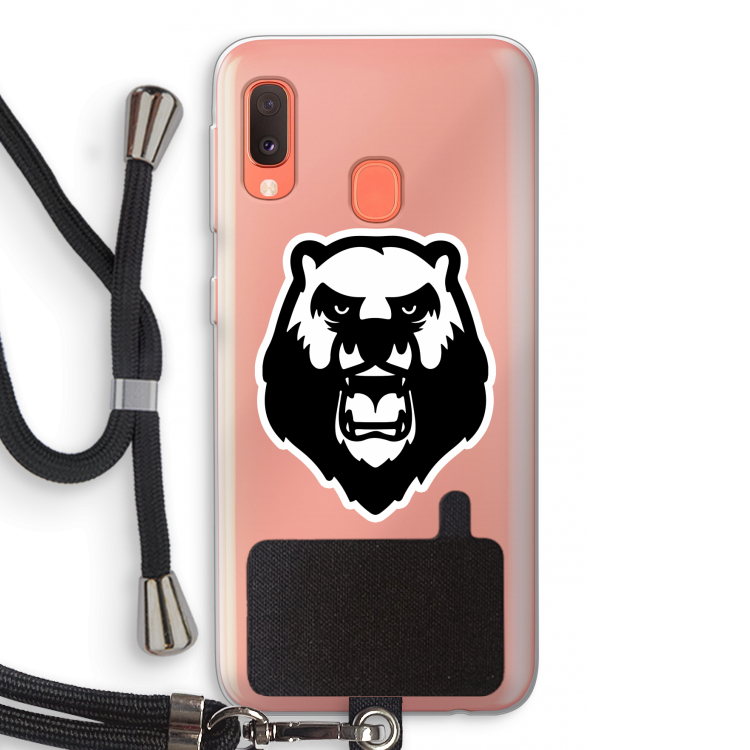 Angry Bear (white): Samsung Galaxy A20e Transparant Hoesje met koord